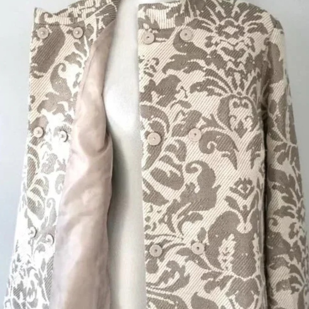 Coldwater Creek Shimmer Jacquard Jacket Blazer Gold Metallic Formal Size 12 - Picture 7 of 9